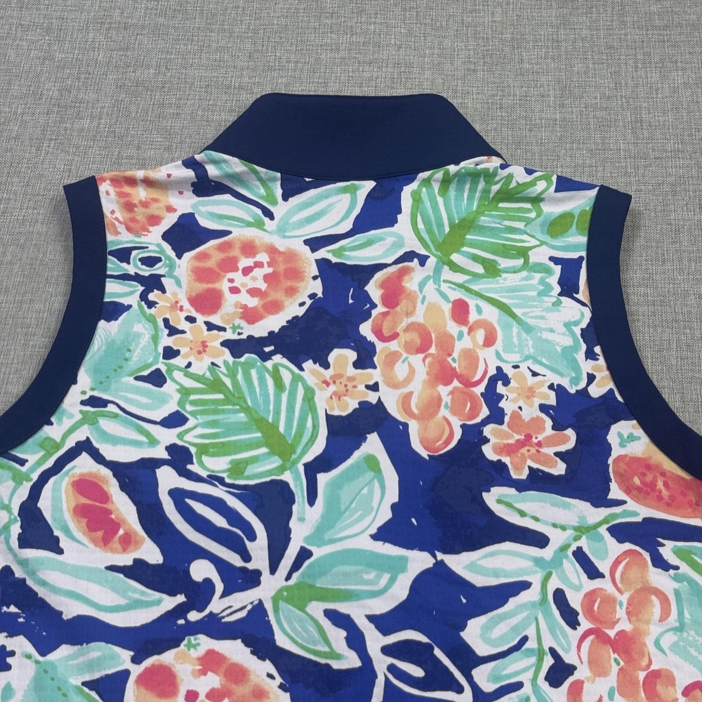 IBKUL 1/4 Zip Sleeveless Floral Golf Polo Womens Small Multicolor Stretch Jersey - Picture 10 of 10